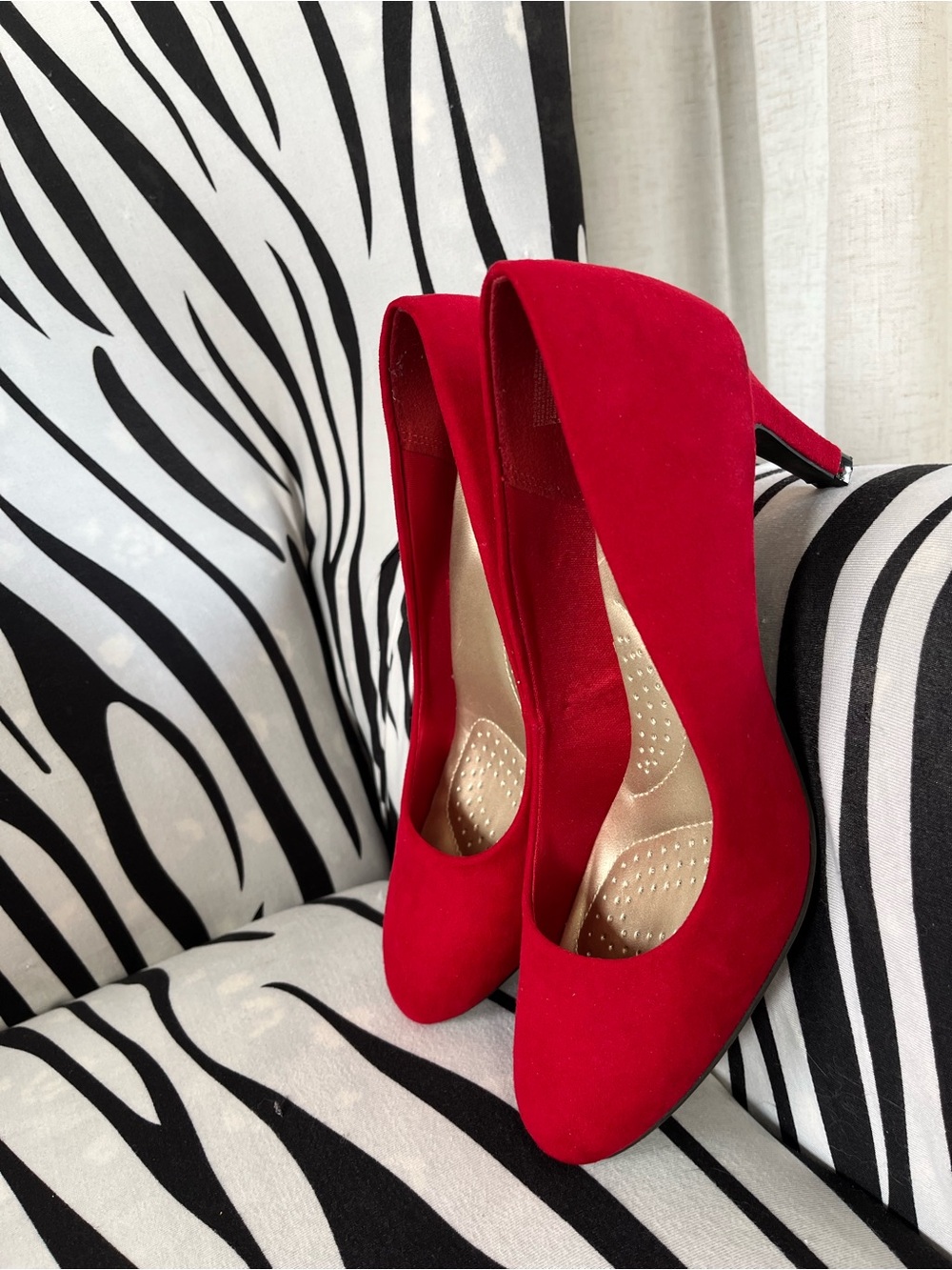 Red Suede heel shoes